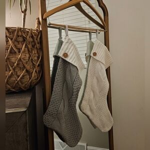 Cozy Knit Stockings- White and Gray